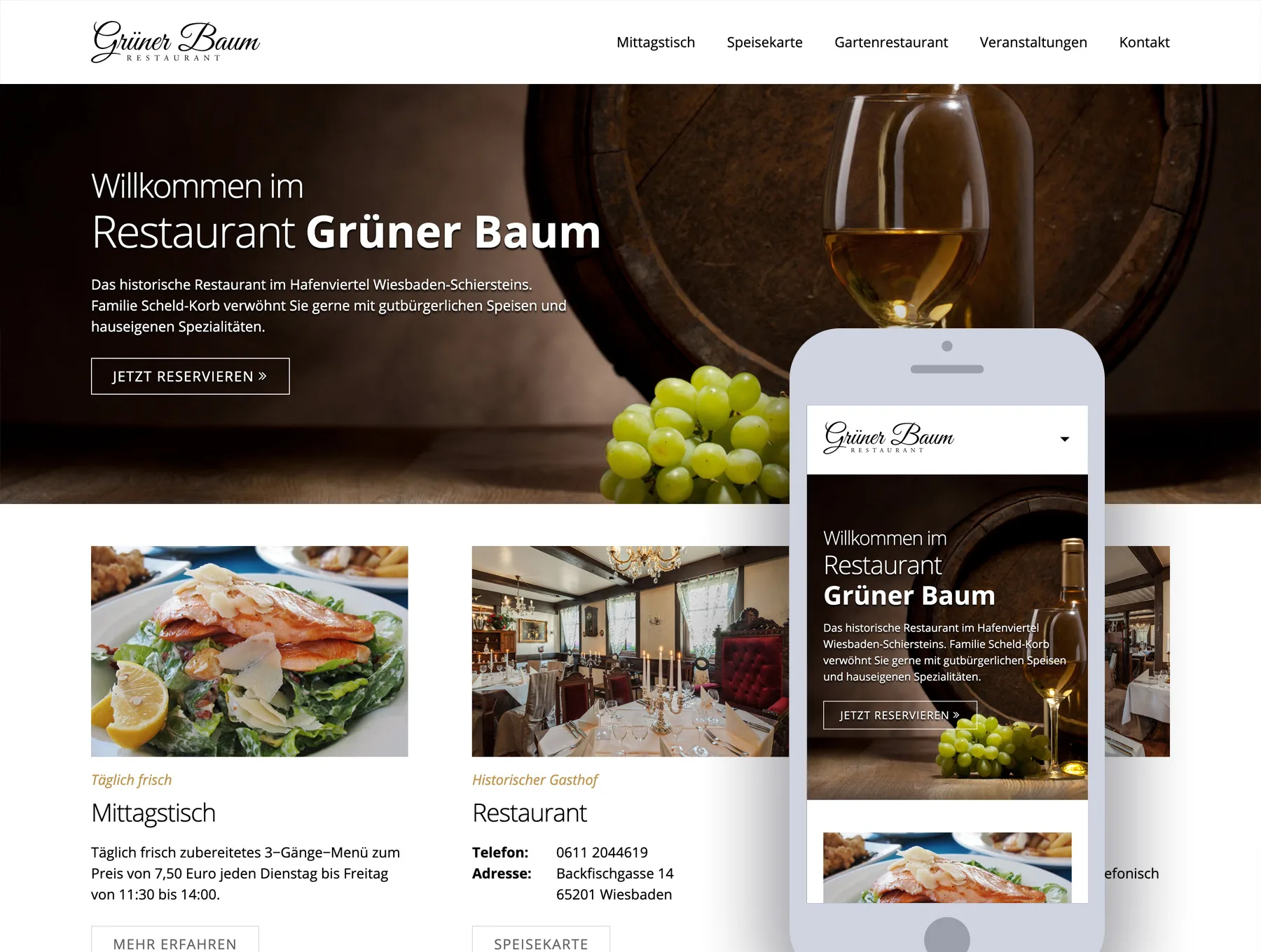 Webdesign für Restaurant Grüner Baum in Schierstein