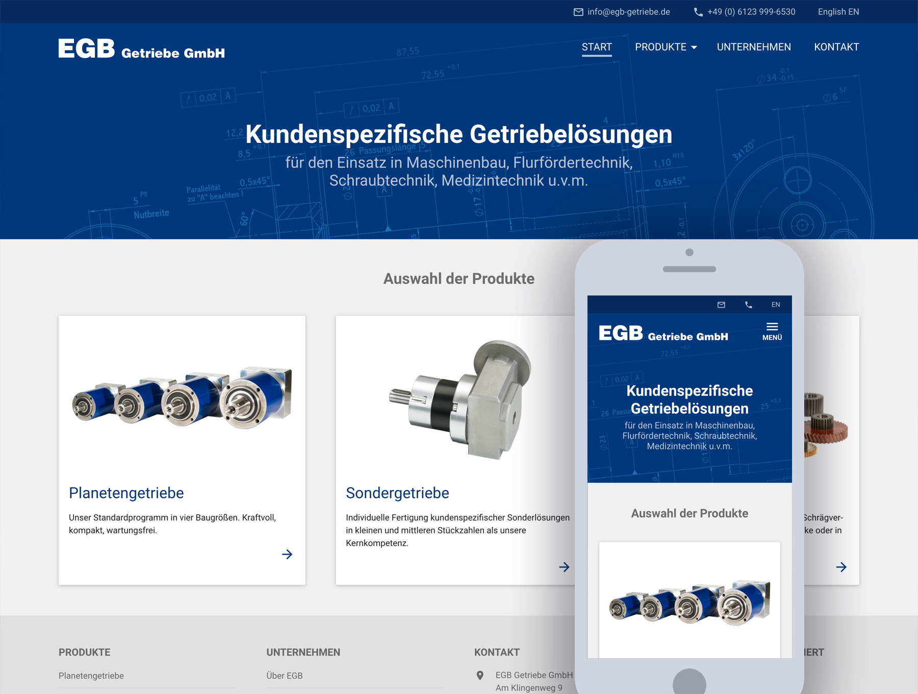 UX Design & WordPress Entwicklung für EGB Getriebe GmbH